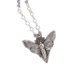 DEATHS HEAD MOTH W CRESCENT MOON NECKLACE unisex